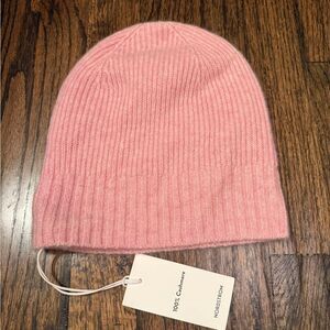 NWT Nordstrom 100% Cashmere Ribbed Beanie - Beautiful "Pink Dogwood" Color